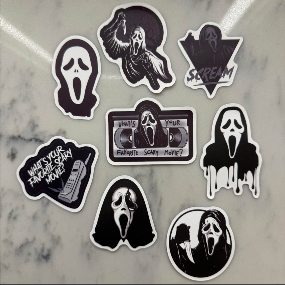 Ghost Face Sticker Decals - Black and White